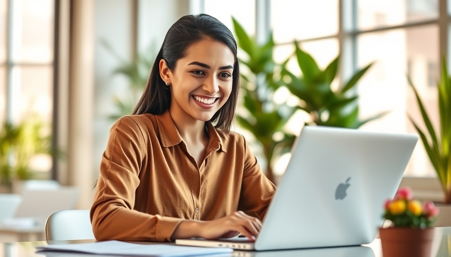 AI-Powered Growth with Loop Marketing: Woman working on laptop.