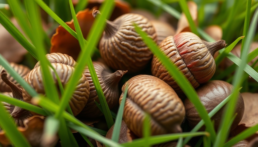 Brown acorns on grass in a natural setting, symbolizing Mental Health and Inner Genius.