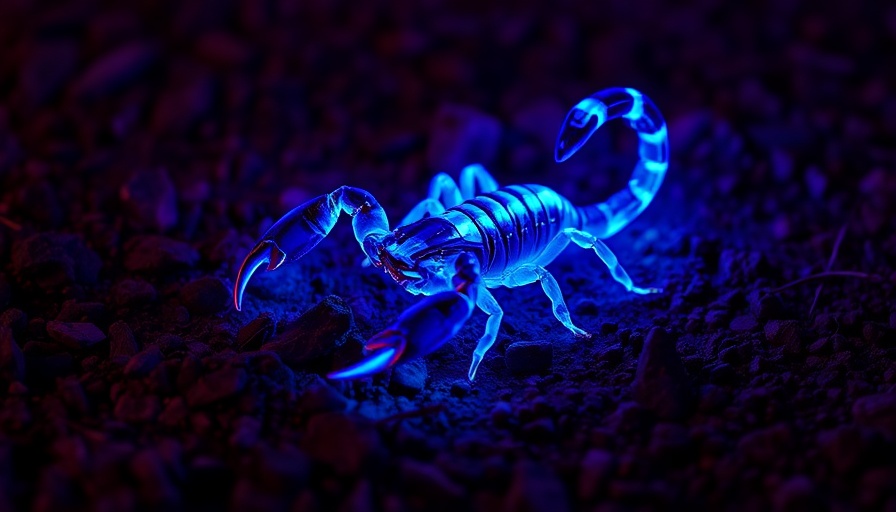 Ultraviolet scorpion showcasing Africa's glow-in-the-dark wildlife.
