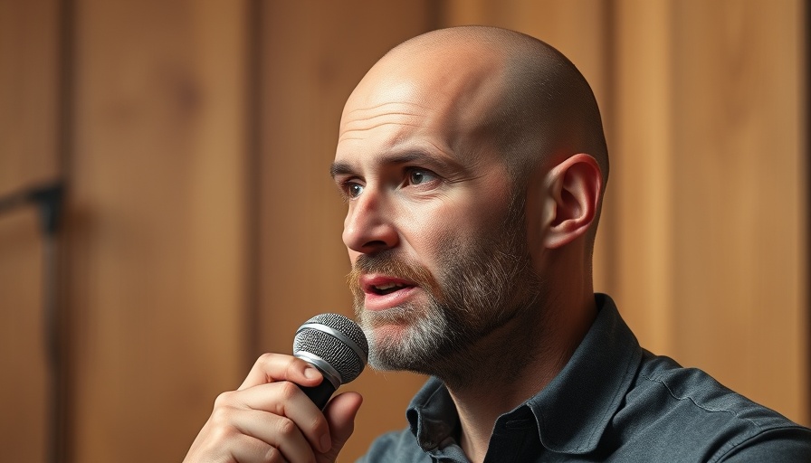 SEO Strategy discussion, bald man with microphone in studio.