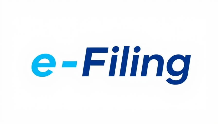Modern e-filing logo with blue and white abstract design.