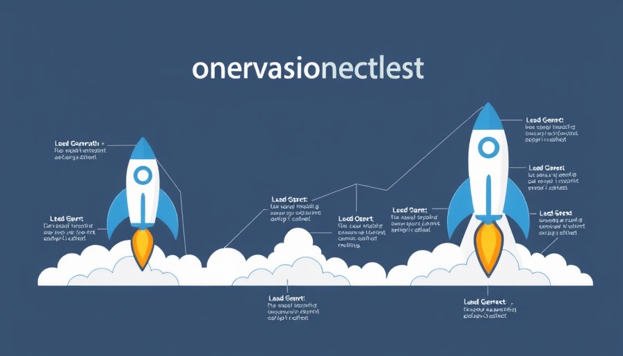 Outsourcing lead generation infographic with rocket ships and sales growth.