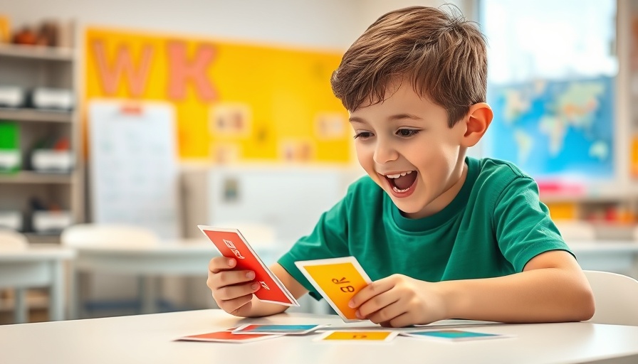 Child learning with flashcards, fostering cognitive development.