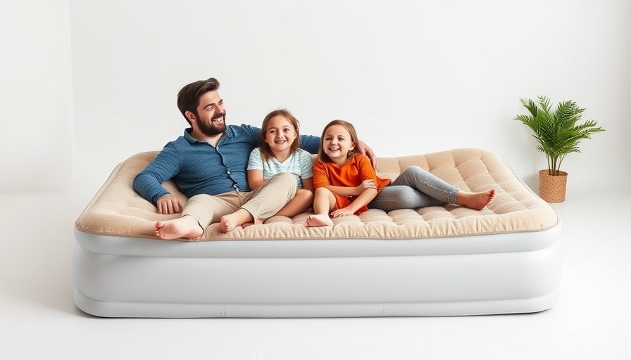 Smiling family on a comfortable self-inflating mattress.