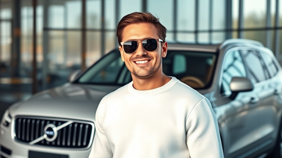Man smiling in Volvo showroom in South Africa.