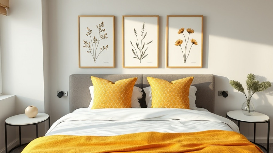 Modern bedroom decor with patterned pillows and art, ideal for buy-to-let properties.