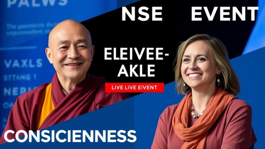 Event poster on exploring consciousness and mental health, two speakers featured.