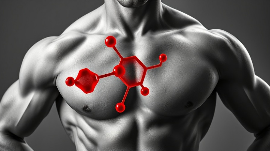 Muscular male torso with testosterone structure overlay; does melatonin affect testosterone levels?
