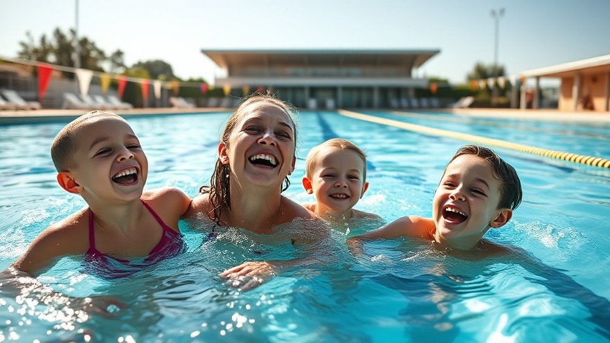Family enjoying summer fun at Randburg aquatic center's swimming pool.