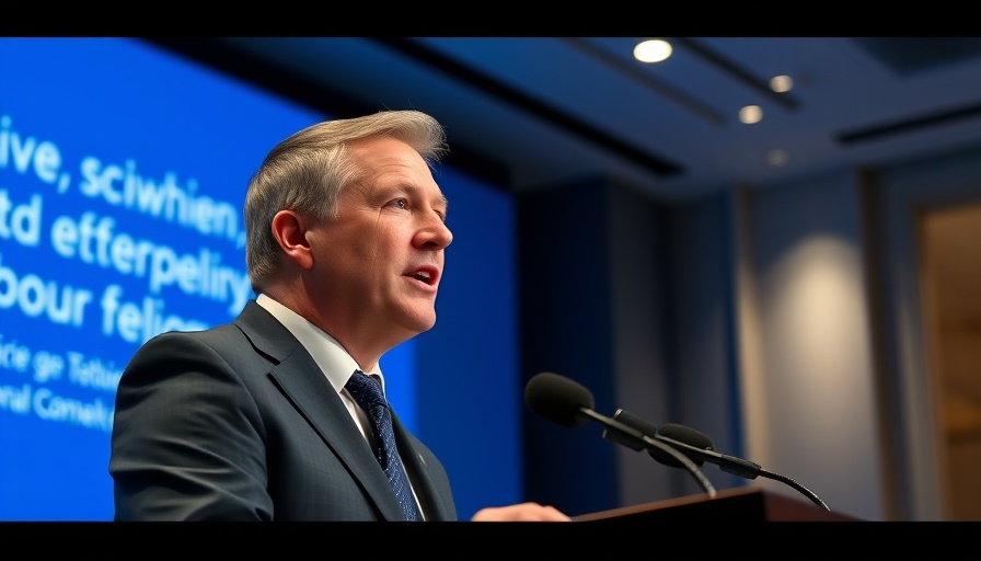 Distinguished speaker at global cooperation event, speaking at a conference.