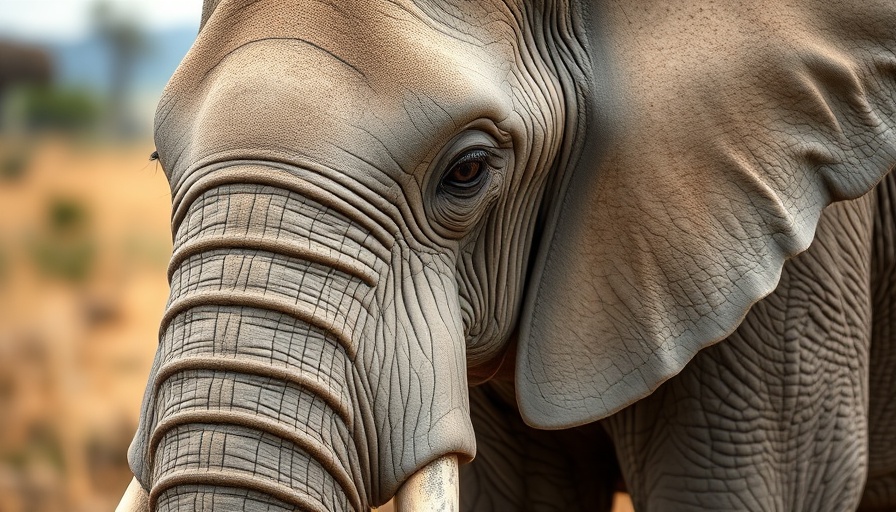 Close-up of elephant in Kruger National Park with detailed skin texture.