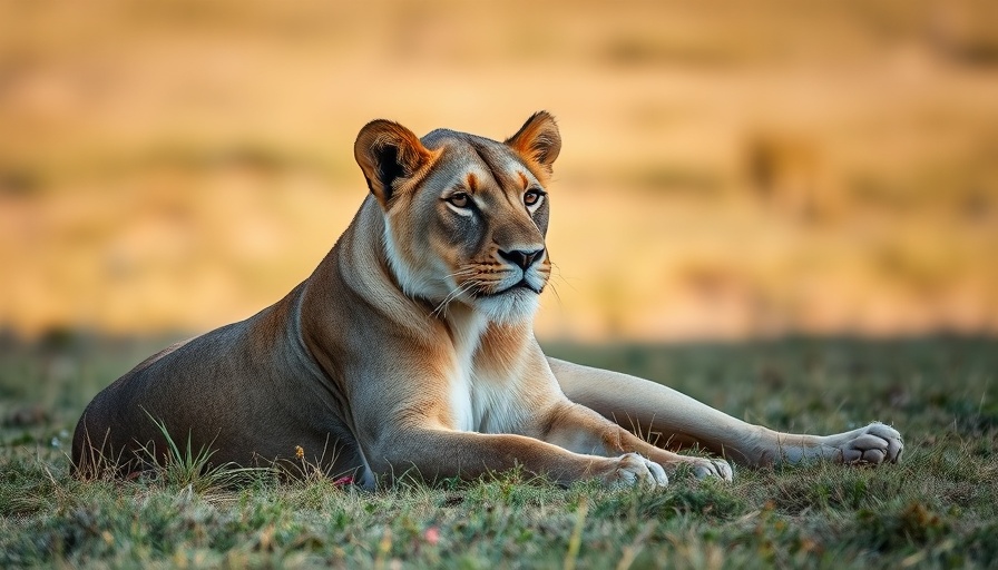 Graceful lioness in the savannah, natural habitat view