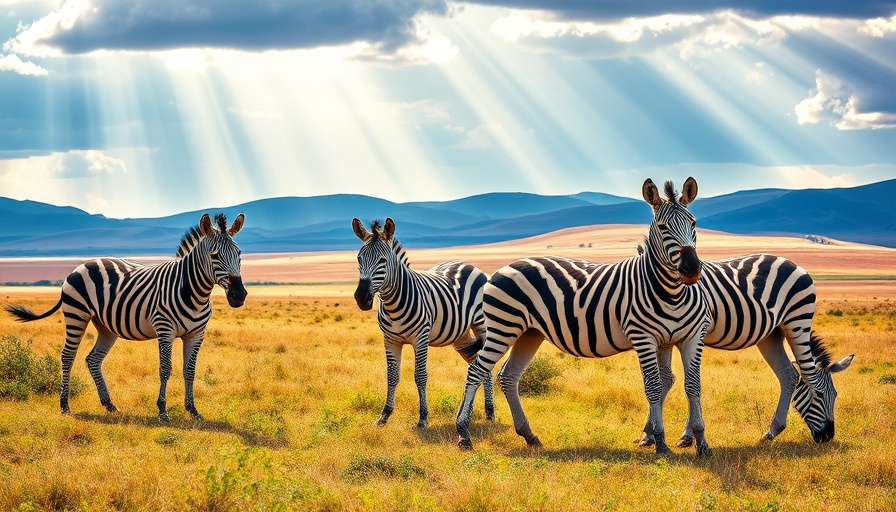 Zebras in a savannah captured by wildlife cam.