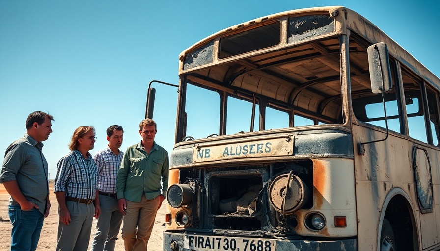 Putco operations Mpumalanga: Inspecting burnt-out bus in sunlight.