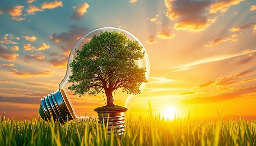 Energy efficiency concept with solar panels and tree in a bulb.