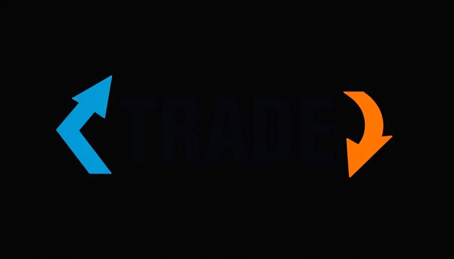 Conceptual trade image with blue and orange arrows.