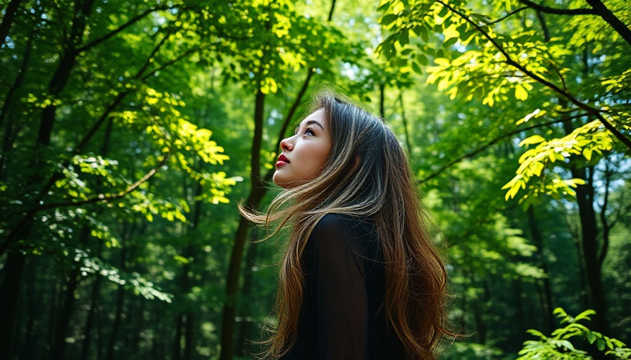 Woman enjoying nature, promoting natural hair regrowth.