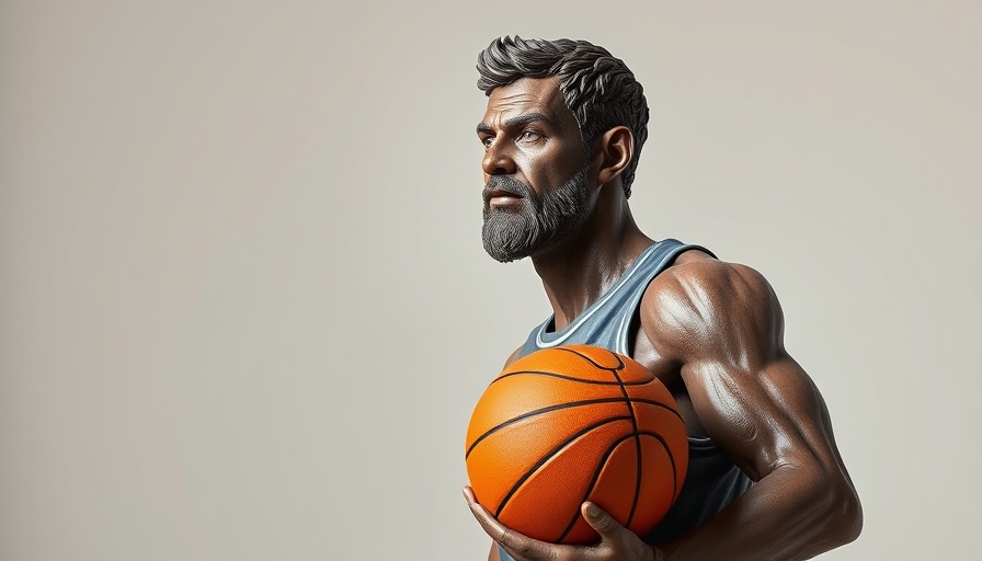 Realistic sculpture at Bronx Figures Exhibition showcases a man with a basketball.