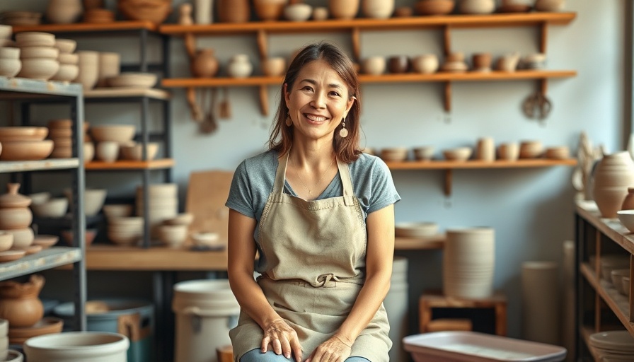 Pottery Classes in Italy: Woman in workshop smiling.