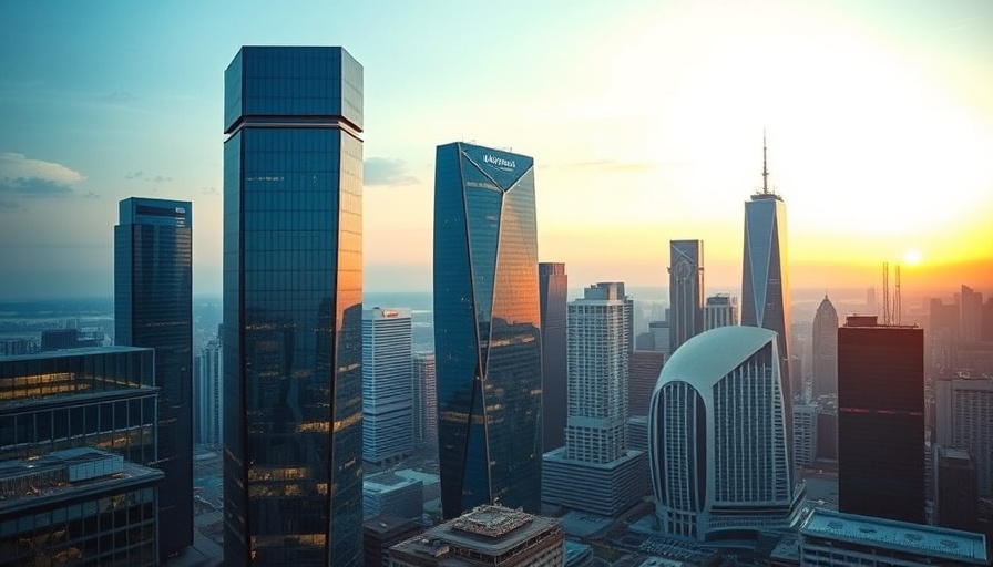 Futuristic skyscraper symbolizing South African banking sector trends 2024.