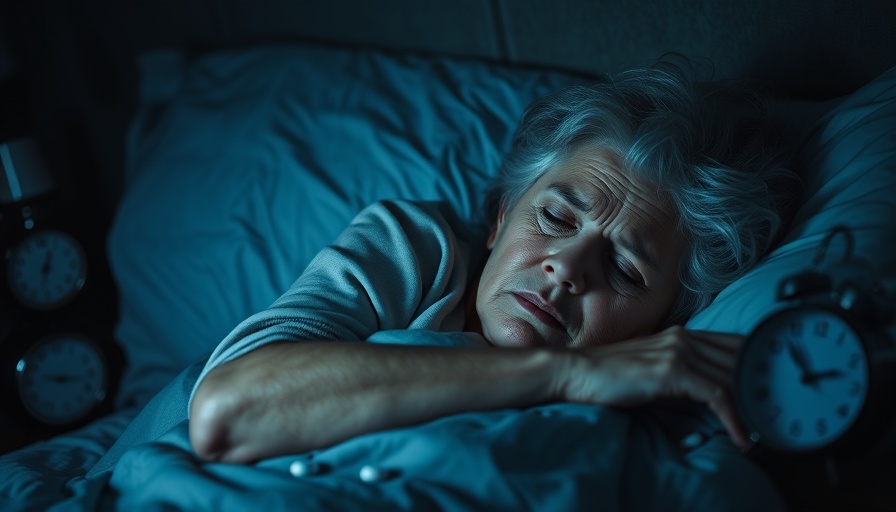 Older woman struggling with sleep health issues in bed, focused on sleep health in dementia and Parkinson's disease.