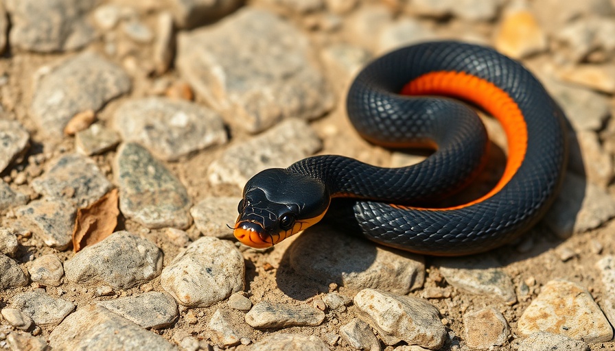 Colorful snake on rock in South Africa, travel safety consideration.
