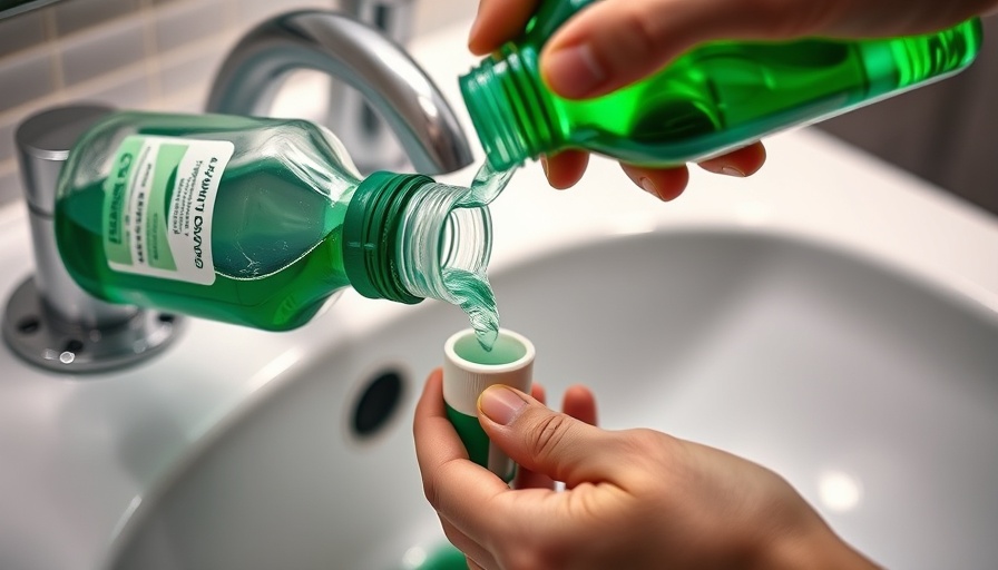 Hand pouring mouthwash, addressing bad breath impacts.
