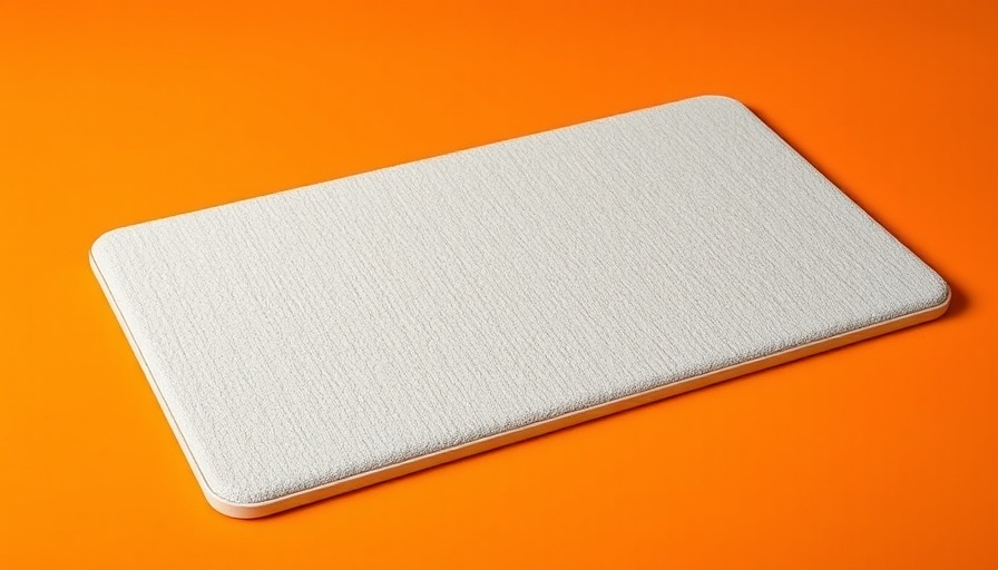 Modern sleek walking pad on an orange and green background for professionals.