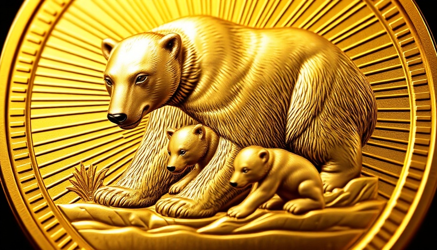 Engraved gold coin with polar bear for International Polar Bear Day.