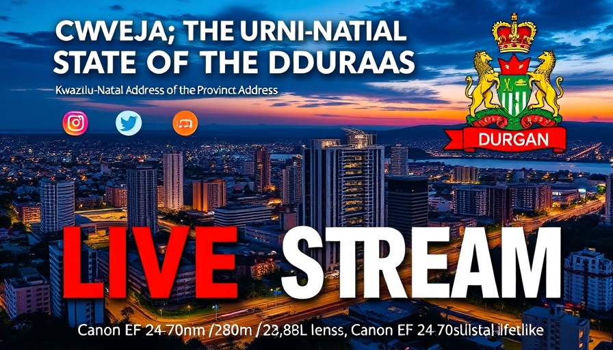 Informational graphic for KwaZulu-Natal State of the Province Address live stream.