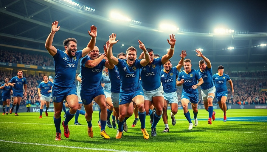 Women's Premier Division rugby players celebrating on the field.