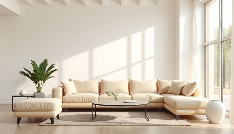 Modern beige sofa set in a bright living room showcasing Walmart sofa deals.