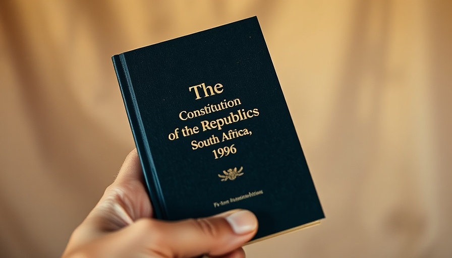 Close-up of South Africa's Constitution book in hand.
