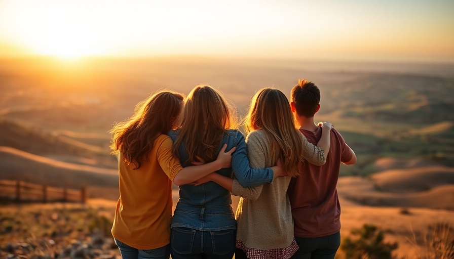 Group of friends watching sunset on hills, highlighting wealth gap in group travels.