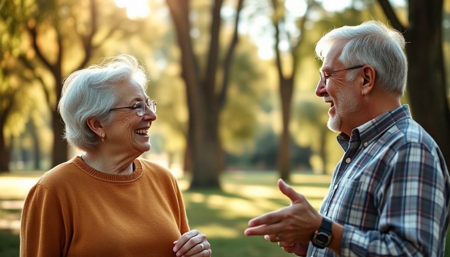 Joyful elderly couple demonstrating morning habits to stay young in a park.