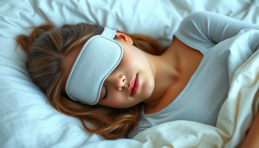 Young woman wearing a sleep mask for better sleep while traveling in a cozy bedroom.