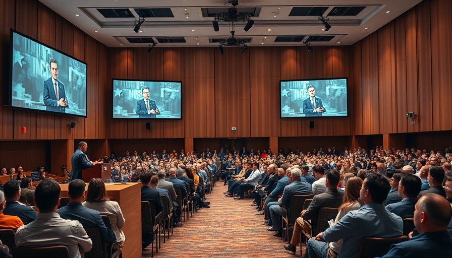 Conference hall addressing crimes against humanity prosecution.