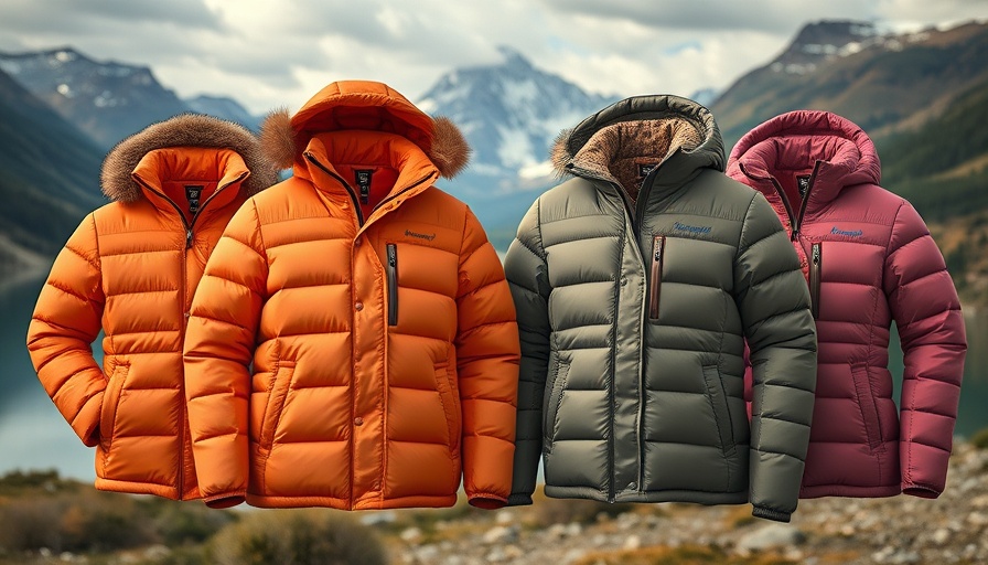 Nanga puffer jackets with mountain background showcasing sustainable fashion.