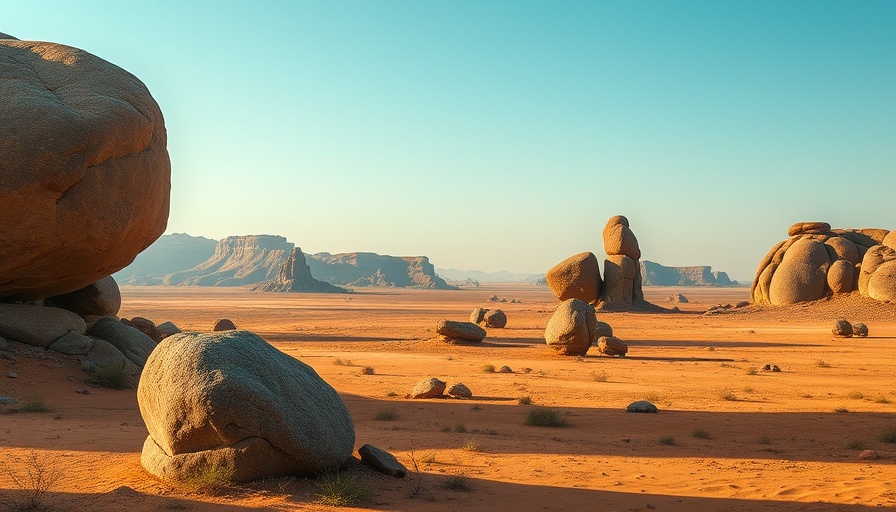 African desert landscape with boulders, Bitcoin in Africa.