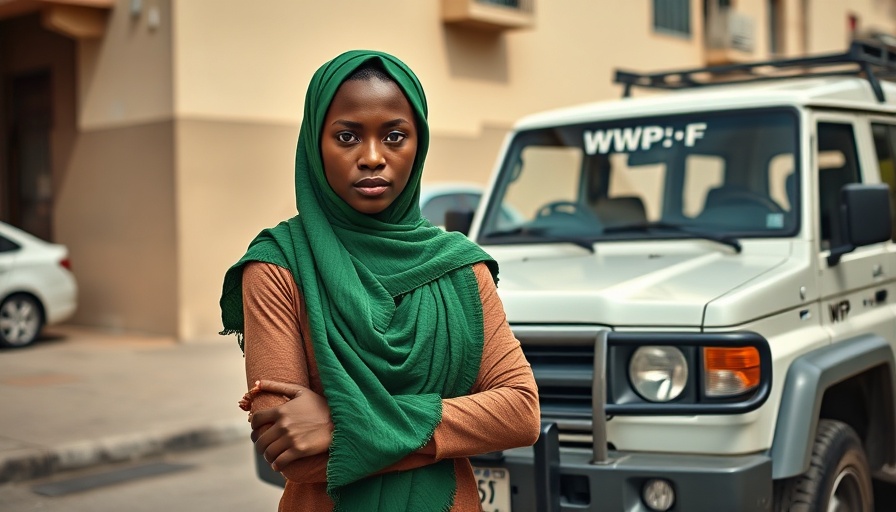 Woman and WFP vehicle reflect on Trump's Foreign Aid Cuts.