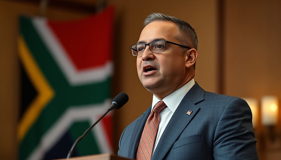 State of the Province Address Northern Cape speaker with South African flag.