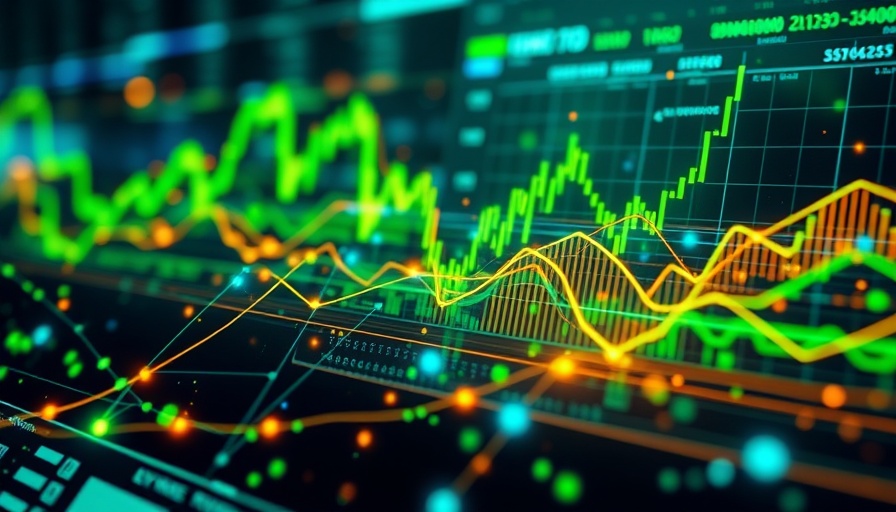 Dynamic digital finance visuals overlaying graphs and networks, representing digital financial services for entrepreneurs.