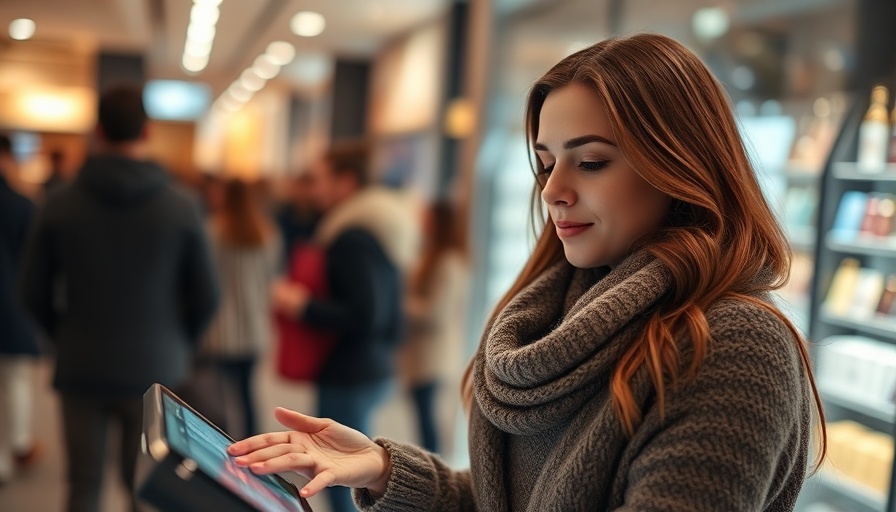 Woman engaging with retail touchscreen, illustrating e-commerce growth resources.