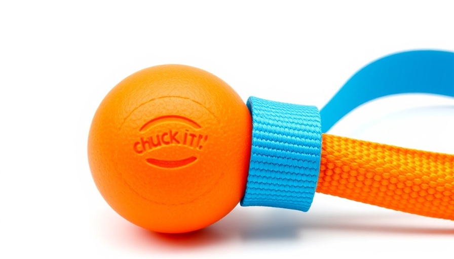 Chuckit! Ultra Tug Dog Toy with blue strap and orange ball, product deal.