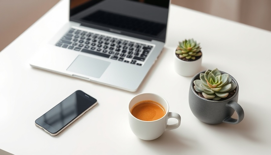 Minimalistic workspace with laptop and coffee for SEO tips.
