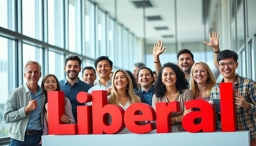 Canada Leadership Transition Amid US Trade War: Group celebrating near Liberal sign