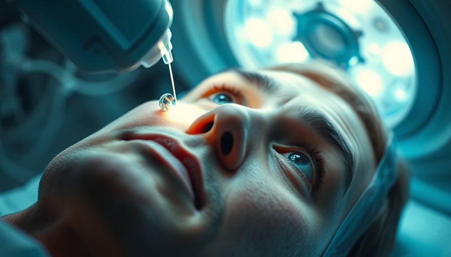 Patient receiving laser eye surgery in a medical setting.