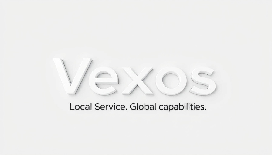Vexos company logo with global service tagline.