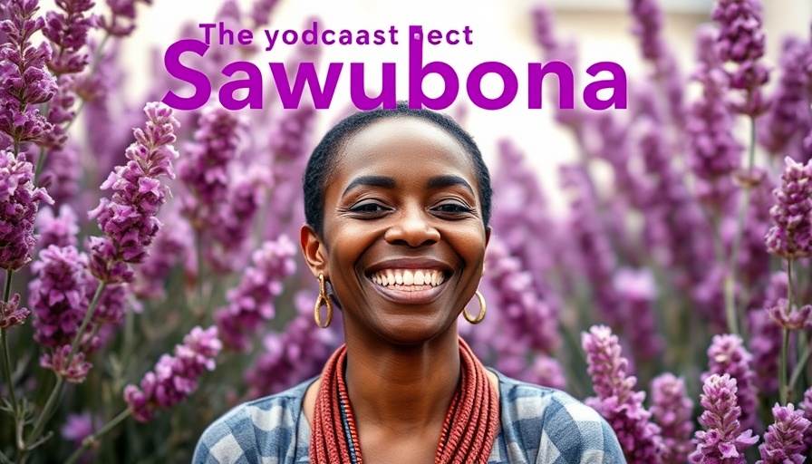 Sawubona and Mental Health podcast cover with smiling speaker.
