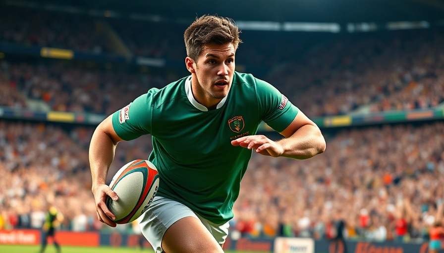 SA Rugby player sprinting on field during match